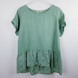 Terzo Millennio Green Linen Eyelet Top NWT size Medium